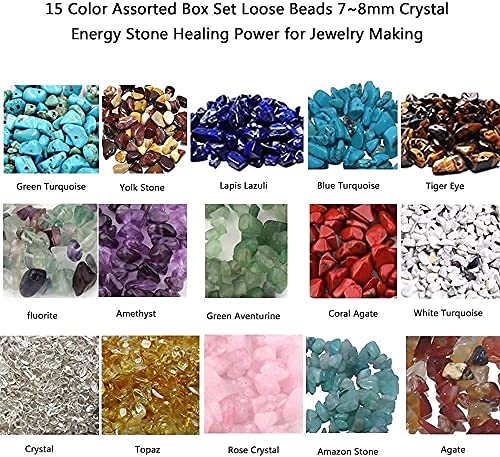 Topwon Gemstone Beads for Jewelry Making Kit 750 Pcs Natural Crystal Irregular Chips Stone Beads DIY Necklace Bracelet Making Gift Set