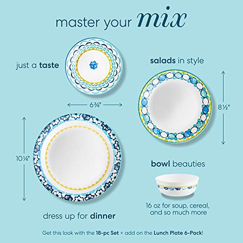 Corelle Chip Resistant Dinnerware Set, 6-Piece, Boho Daydream