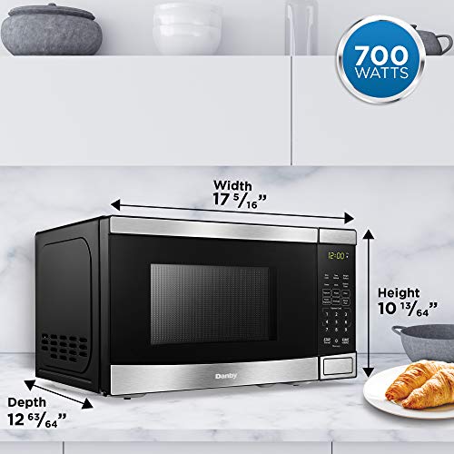 Danby DBMW0721BBS Countertop Microwave, Stainless Steel