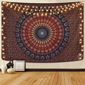 lyacmy bohemian mandala tapestry hippie tapestries psychedelic peacock boho tapestry wall hanging for bedroom(51.2 x 59.1 inches)