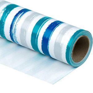 wrapaholic wrapping paper roll - blue navy and grey lines print for birthday, holiday, wedding, baby shower wrap - 30 inch x 33 feet