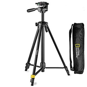 national geographic photo tripod kit medium, with carrying bag, 3-way head, quick release, 3-section legs lever locks, geared centre column, load up 1,5kg, aluminium, for canon, nikon, sony, nghp000