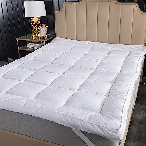 Extra Thick Mattress Topper Twin Size 3 Inches Highly Breathable Cooling Mattress Pad Cover. 100% Cotton Pillow Top Quilted Mattress Protect Bed Mattress Topper.Soft Down Alternative Fill (39x75 '')