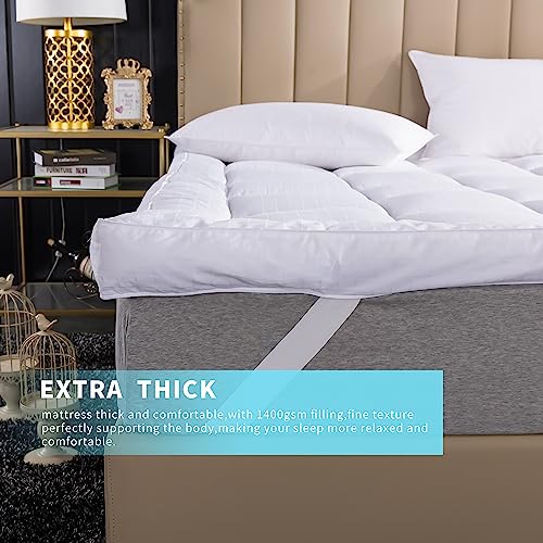 Extra Thick Mattress Topper Twin Size 3 Inches Highly Breathable Cooling Mattress Pad Cover. 100% Cotton Pillow Top Quilted Mattress Protect Bed Mattress Topper.Soft Down Alternative Fill (39x75 '')