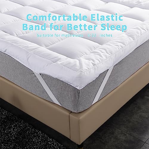 Extra Thick Mattress Topper Twin Size 3 Inches Highly Breathable Cooling Mattress Pad Cover. 100% Cotton Pillow Top Quilted Mattress Protect Bed Mattress Topper.Soft Down Alternative Fill (39x75 '')