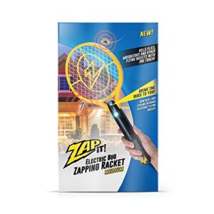 ZAP IT! Bug Zapper Rechargeable Bug Zapper Racket W/ Blue Light Attractant, 4,000 Volt, USB Charging Cable