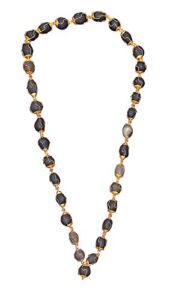 rudradivine original shaligram shila kantha with gold plated cap chain/shaligram big mala | real shaligram stone from gandak river nepal | 32+1 beads