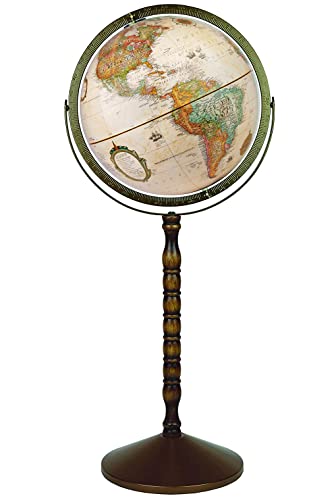 Replogle Treasury Antique, Floor Model World Globe, Raised Relief, 12" Diameter