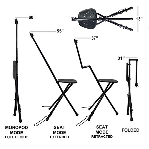 Vidpro SP-12 SeatPod Portable Folding Camera Mount with Integrated Chair. Perfect for Nature Photography Bird Watching and Sporting Events. Compatible with Cameras DSLRs Spotting and Telescopes