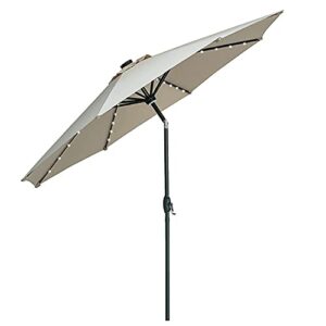 GDY 10Ft Patio Umbrella, Solar Powered 40 LED Lighted Aluminum Outdoor Table Market Umbrella with Tilt and Crank (Khaki)