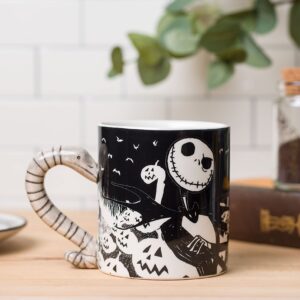 Silver Buffalo Disney Nightmare Before Christmas Jack and Moonlight Snake Sculpted Handle Ceramic Mug, 20 Ounces