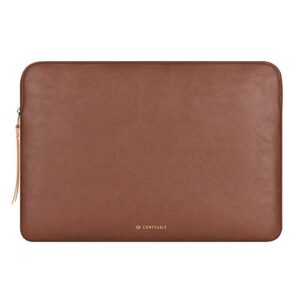 comfyable leather laptop sleeve compatible with 16 inch macbook pro & 15 inch macbook air (loose fit) m2 2023, brown