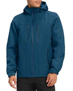 camel crown men's waterproof shell jacket windbreaker hooded rain coat for outdoor hiking climbing traveling blue xl