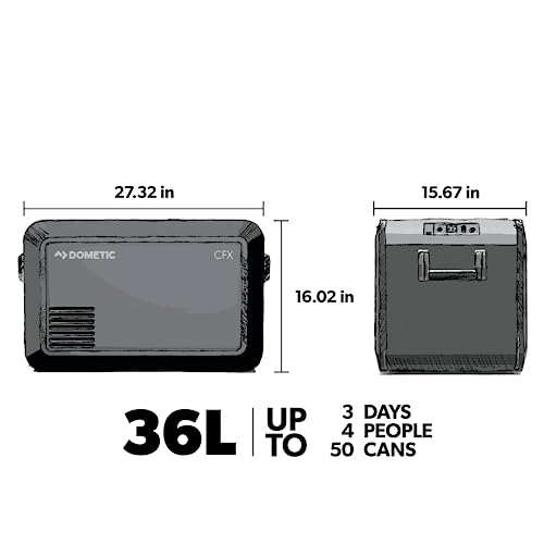 Dometic CFX3 35 Portable Refrigerator and Freezer - 36L - Powered by AC/DC or Solar Portable Refrigerator with WiFi/Bluetooth Temperature Control - Ideal Cooler for Car, RV, Camping and Home Use