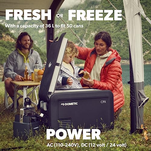 Dometic CFX3 35 Portable Refrigerator and Freezer - 36L - Powered by AC/DC or Solar Portable Refrigerator with WiFi/Bluetooth Temperature Control - Ideal Cooler for Car, RV, Camping and Home Use