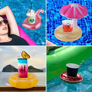 SAVITA 14pcs Inflatable Drink Holders with 1 pcs Air Pump, Cute Cup Coasters Drink Floats for Summer Pool Party Decorations, Fun Tub Toys for Kids