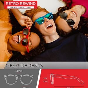 Retro Rewind Polarized Sunglasses for Men and Women - UV Protection Classic Mens Womens Sun Glasses - Cool Vintage 80s Shades