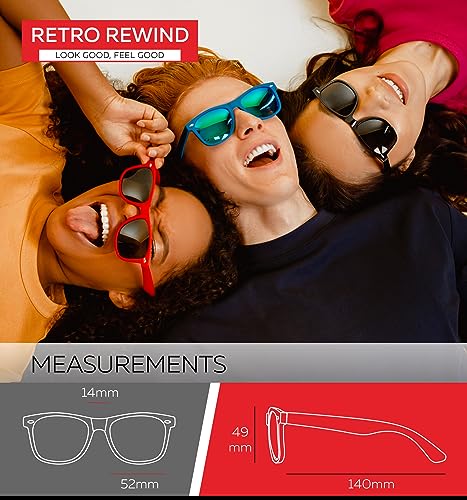 Retro Rewind Polarized Sunglasses for Men and Women - UV Protection Classic Mens Womens Sun Glasses - Cool Vintage 80s Shades