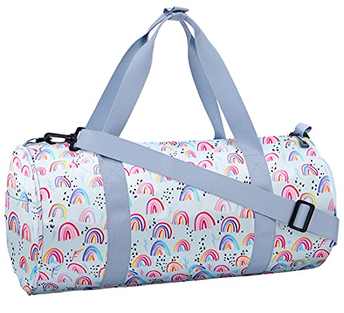 Choco Mocha Kids Duffle Bag Girls Rainbow Duffle Bag for Kids Travel Bag Toddler Girls Overnight Bag Kids Duffel Bags for Little Girl Weekender Weekend Gym Sleepover Bag Blue