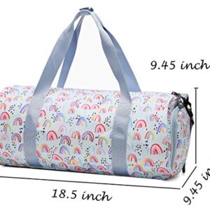 Choco Mocha Kids Duffle Bag Girls Rainbow Duffle Bag for Kids Travel Bag Toddler Girls Overnight Bag Kids Duffel Bags for Little Girl Weekender Weekend Gym Sleepover Bag Blue