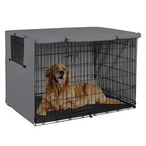explore land 42 inches dog crate cover - durable polyester pet kennel cover universal fit for wire dog crate (gray)