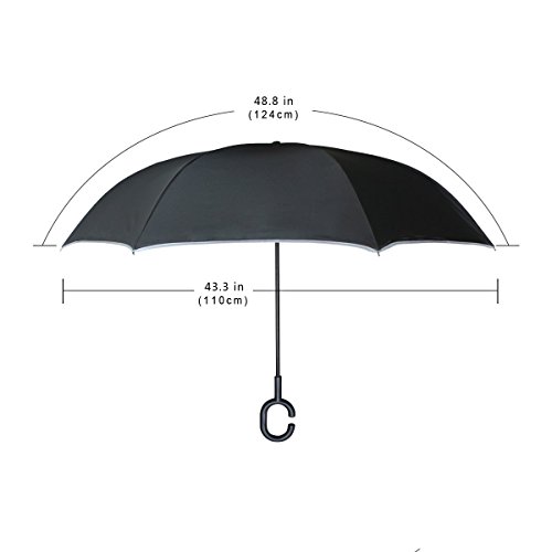 ALAZA Cartoon Llamas Windproof Inverted Open Close Reverse Rain Umbrella Inside Out Quality Waterproof Parasol Upside Down Stick Shelter with Hook c Handle