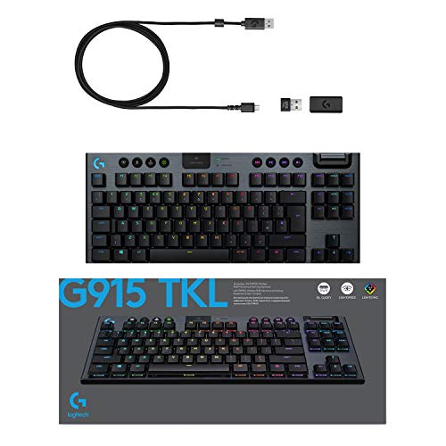 Logitech G915 TKL Tenkeyless Lightspeed Wireless RGB Mechanical Gaming Keyboard, Low Profile Switch Options, Lightsync RGB, Advanced Wireless and Bluetooth Support - Linear