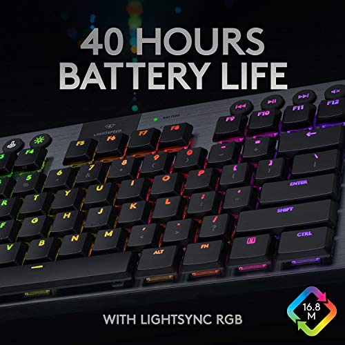 Logitech G915 TKL Tenkeyless Lightspeed Wireless RGB Mechanical Gaming Keyboard, Low Profile Switch Options, Lightsync RGB, Advanced Wireless and Bluetooth Support - Linear