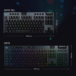 Logitech G915 TKL Tenkeyless Lightspeed Wireless RGB Mechanical Gaming Keyboard, Low Profile Switch Options, Lightsync RGB, Advanced Wireless and Bluetooth Support - Linear