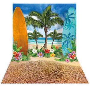 allenjoy summer beach ocean backdrops for photography blue sky seaside surfboard background tropical palm trees kids girls 1st birthday party decor banner baby shower 5x7ft photoshoot photo booth prop