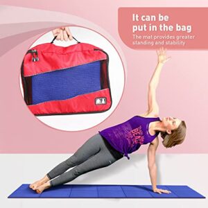 JBM Folding Yoga Mat 68''L x 24''W x 1/4 Inch Thick Travel Yoga Mat for Yoga,Pilates, Meditation and Floor Workouts