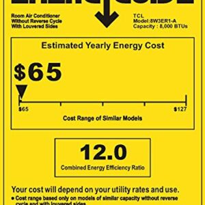 TCL 8W3ER1-A Home Series Window Air Conditioner, 8,000 BTU, White