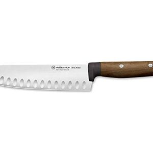 Wüsthof Urban Farmer 7" Hollow Edge Santoku Knife, Brown