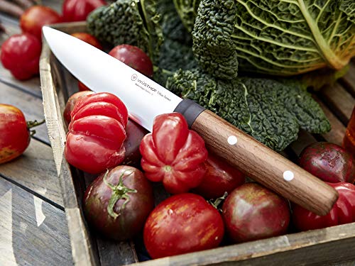 Wüsthof Urban Farmer 7" Hollow Edge Santoku Knife, Brown