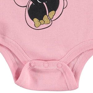 Disney Minnie Mouse Newborn Baby Girls 4 Piece Outfit Set: Bodysuit Pants Bib Hat Pink 3-6 Months