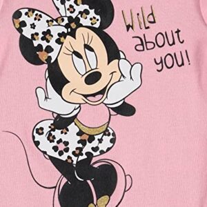 Disney Minnie Mouse Newborn Baby Girls 4 Piece Outfit Set: Bodysuit Pants Bib Hat Pink 3-6 Months