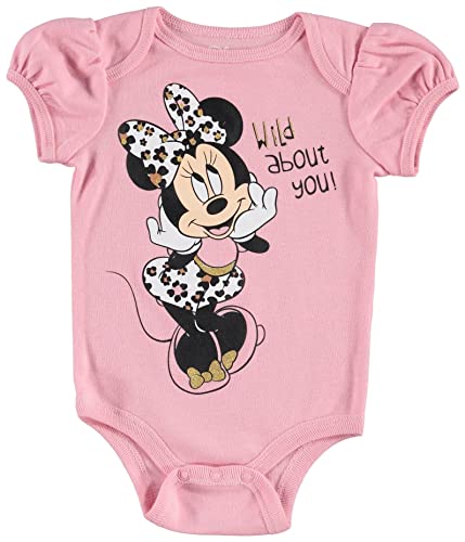 Disney Minnie Mouse Newborn Baby Girls 4 Piece Outfit Set: Bodysuit Pants Bib Hat Pink 3-6 Months