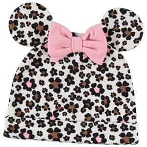 Disney Minnie Mouse Newborn Baby Girls 4 Piece Outfit Set: Bodysuit Pants Bib Hat Pink 3-6 Months