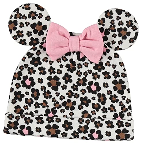 Disney Minnie Mouse Newborn Baby Girls 4 Piece Outfit Set: Bodysuit Pants Bib Hat Pink 3-6 Months