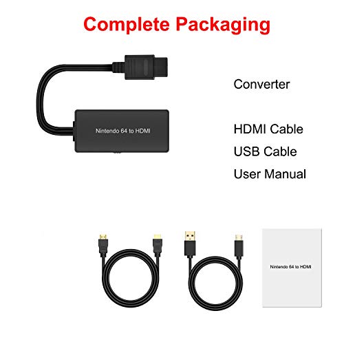 Azduou N64 to HDMI Converter Converts N64 Game Console Video Signal to HDMI Signal Easily Connect The Game Console to HDTV Adapter/Converter（Support N64，SNES，SFC，NGC）