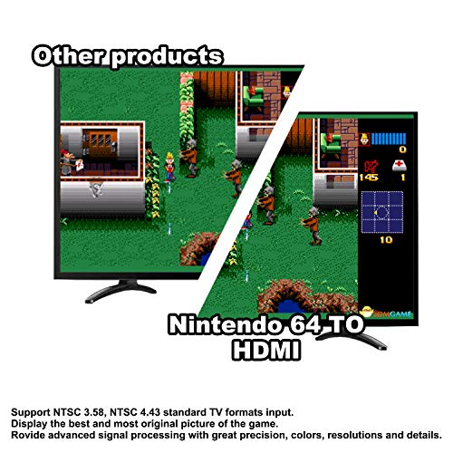 Azduou N64 to HDMI Converter Converts N64 Game Console Video Signal to HDMI Signal Easily Connect The Game Console to HDTV Adapter/Converter（Support N64，SNES，SFC，NGC）