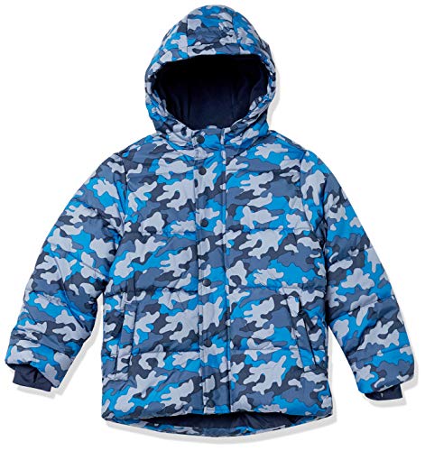 Amazon Essentials Men's Heavyweight Hooded Puffer Jacket, Blue Camo, X-Small