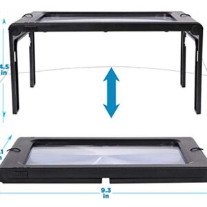 3X Full Page Magnifying Glass Reading Magnifier with 6 LED Lights Handheld Hands-Free Magnifier with Stand & Lanyard PVC Material Ideal for Low Vision, Seniors, Reading Books, Newspapers