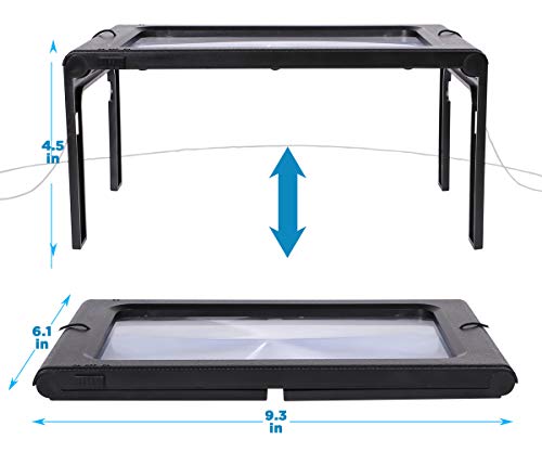 3X Full Page Magnifying Glass Reading Magnifier with 6 LED Lights Handheld Hands-Free Magnifier with Stand & Lanyard PVC Material Ideal for Low Vision, Seniors, Reading Books, Newspapers