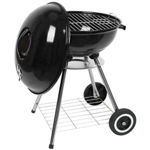 18inches round charcoal burner bbq grill stove with bottom shelf black sturdy heavy duty durable portable versatile easy to clean adjustable for home outdoor camping travel party patio backyard garden