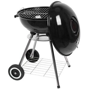 18inches Round Charcoal Burner BBQ Grill Stove with Bottom Shelf Black Sturdy Heavy Duty Durable Portable Versatile Easy to Clean Adjustable for Home Outdoor Camping Travel Party Patio Backyard Garden