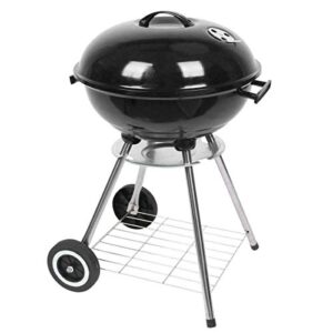 18inches Round Charcoal Burner BBQ Grill Stove with Bottom Shelf Black Sturdy Heavy Duty Durable Portable Versatile Easy to Clean Adjustable for Home Outdoor Camping Travel Party Patio Backyard Garden