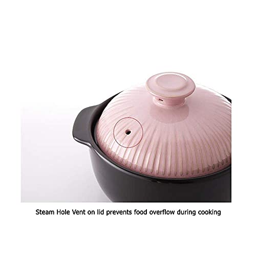 Kitchen Flower Lucia Natural Glazed Ceramic Porcelain Cookware Hot Pot (Sugar Pink 1000ml)