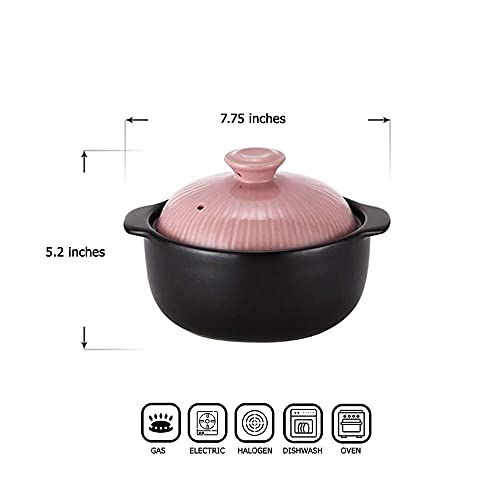 Kitchen Flower Lucia Natural Glazed Ceramic Porcelain Cookware Hot Pot (Sugar Pink 1000ml)