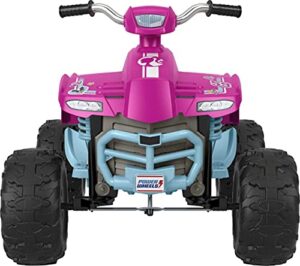 power wheels power wheels barbie pink racing atv, 12v battery-powered ride-on vehicle for preschool kids ages 3-7 years (amazon exclusive)
